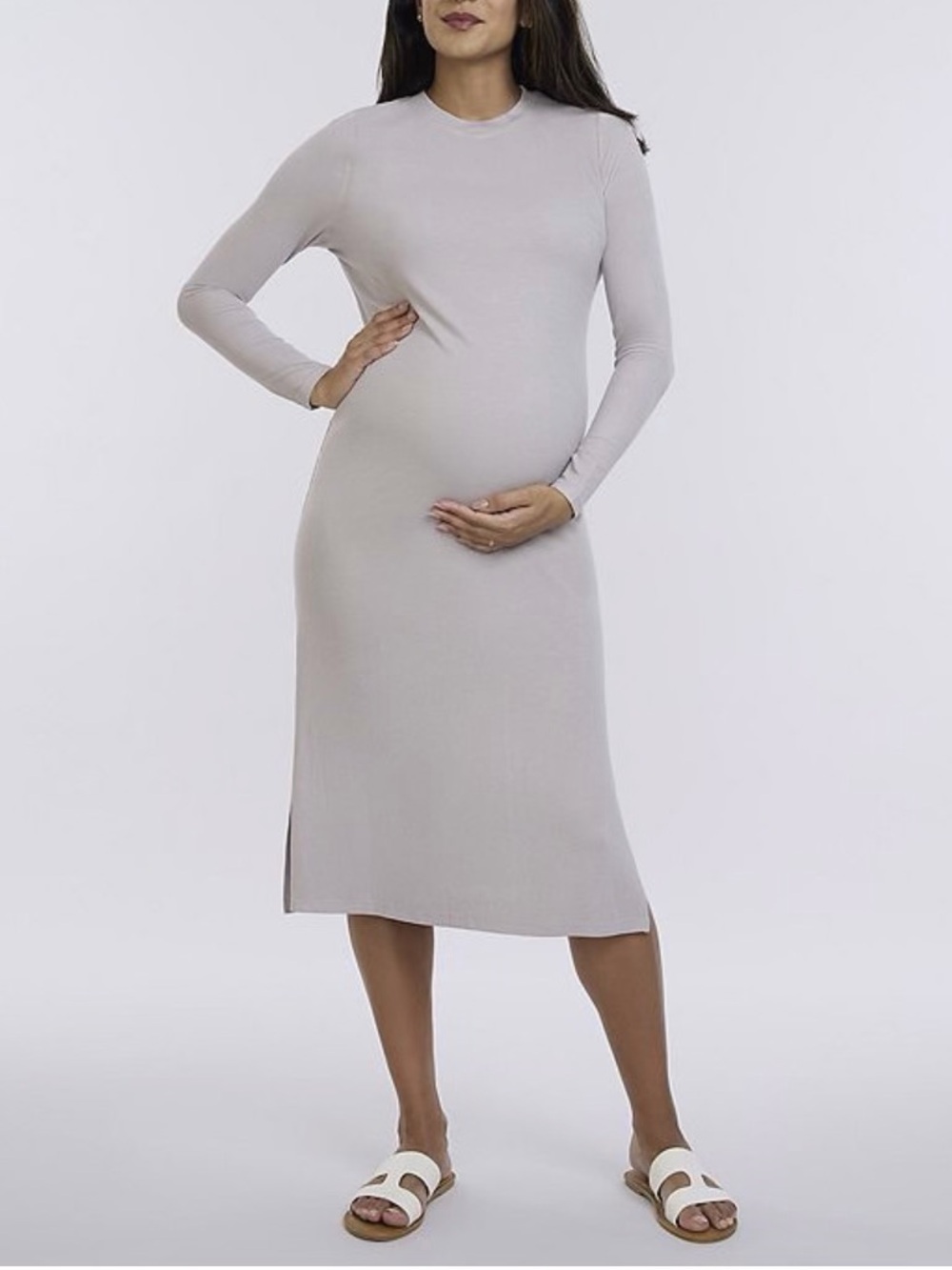 Maternity Rib Column Midi Dress